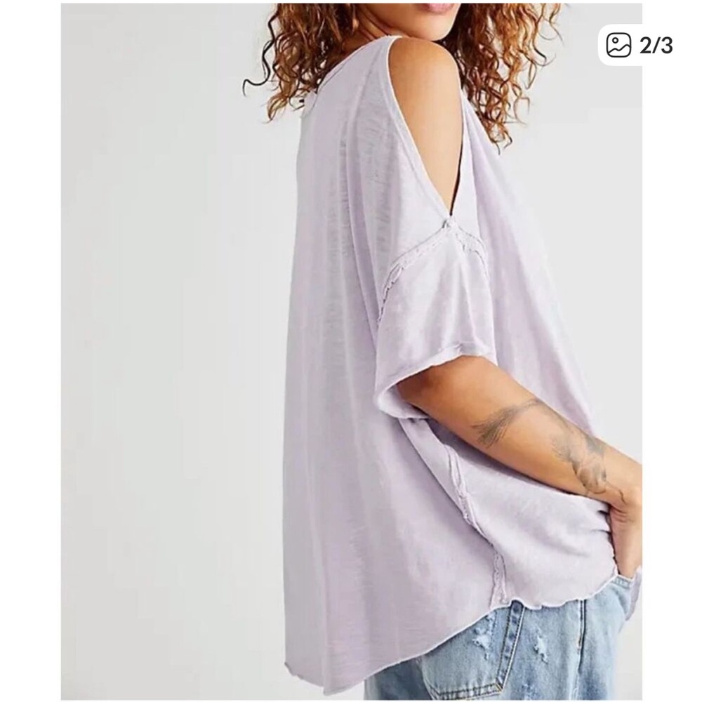 5 for $25!! We The Free People U Fancy Slouchy Tee oversized in lavender XS